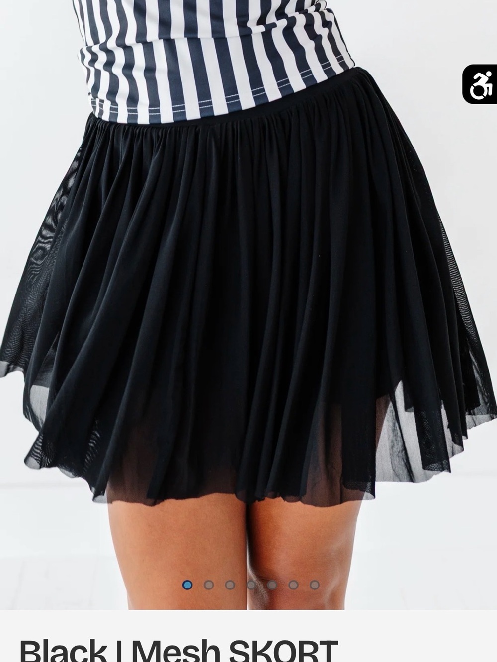 Black Mesh Skort with Flared Silhouette - Women
